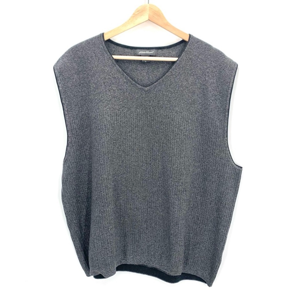 Eddie Bauer Sweater Vest Men’s Charcoal Gray Ribbed Size XL Golf Sweater